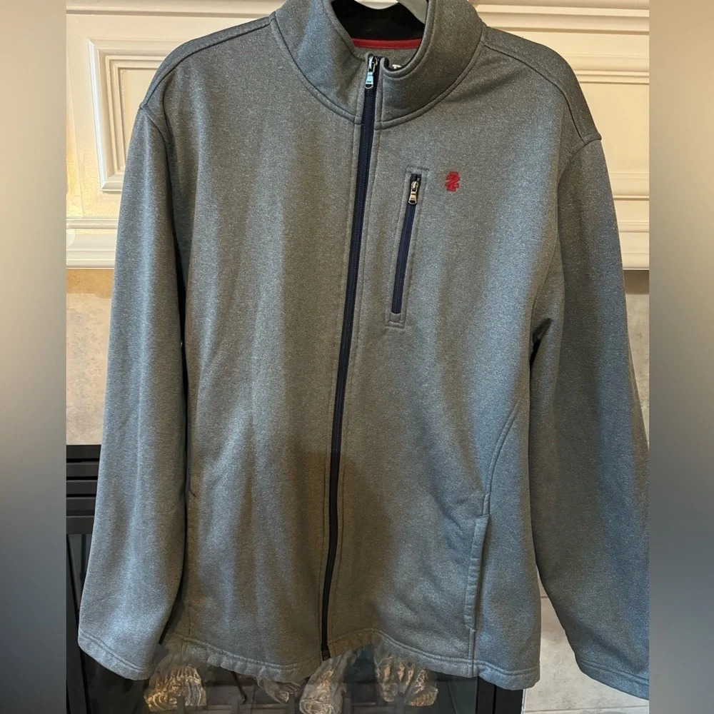 IZOD Spectator Mens Fleece Size XL Full Zip Lightweight Gray